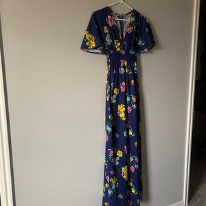Vintage Floral Maxi Dress, Size Small